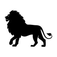 A black silhouette of a lion on a white background vector