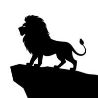 Lion silhouette on cliff vector