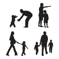 Parent with Kid Silhouette Illustration on Isolated Background vector