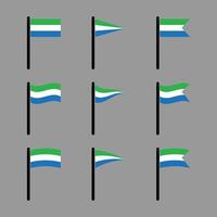 Set of Sierra Leone Flag Icons Isolated on Background vector