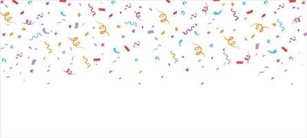 Colorful confetti banner background with colorful serpentine ribbons, Surface pattern design. Great for a birthday party, Anniversary, event celebration, invitation, greeting ,or decor. vector