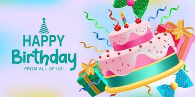 Happy Birthday balloons background design. Happy birthday to you text with balloon and confetti decoration element for birth day celebration greeting card design. Design template for birthday. vector