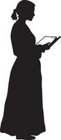 Silhouette of Jewish woman holding open book vector