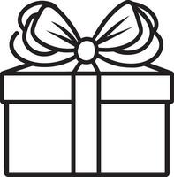 gift box linear icon with bow and ribbon illustration vector