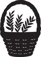 Basket with 3 wheat icon vector