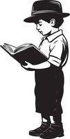 Jewish boy reading book icon vector