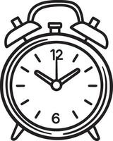 Alarm clock clean simple linear outline black vector