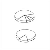 Business analytical volumetric ring pie chart divided into some sectors for illustrate business ideas. Infographic design template drawn by hand in black ink. illustration for presentation. vector