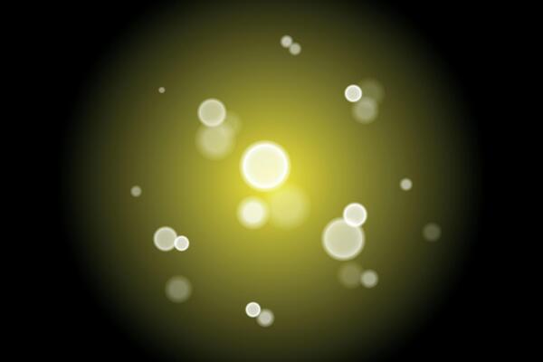 Beautiful yellow light effect on dark background, glare, beautiful diffused light, bokeh effect