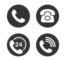 Phone contact connection icon symbol set. Old phone logo sign shape collection. 24 7 hour service. illustration image. Isolated on white background. vector
