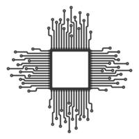 AI, CPU, GPU microchip icon, Machine learning micro chip symbol, ML icon, Artificial intelligence sign. AI microchip illustration image. Isolated on white background. vector