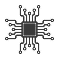 AI, CPU, GPU microchip icon, Machine learning micro chip symbol, ML icon, Artificial intelligence sign. illustration image. Isolated on white background. vector