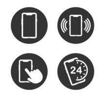 Phone contact connection icon symbol set. Smartphone logo sign shape collection. 24 7 hour service. phone set illustration image. Isolated on white background. vector