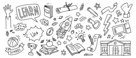 doodle of school stuff illustration vector
