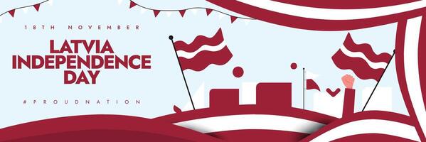 18th November Latvia independence day cover banner showing flags with fist bump in air in flag colours vector