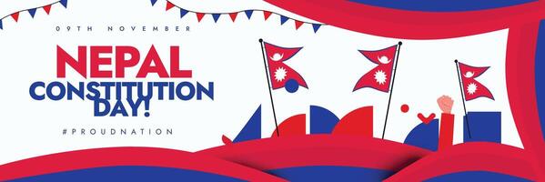Nepal Constitution Day. 9th November Nepal constitution day celebration cover banner with its flags, abstract art element in flag colour vector