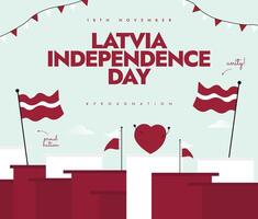 18th November Latvian Independence day celebration banner with its flags, abstract art elements in flag colours. vector