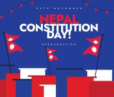 Nepal Constitution Day 9th November celebration banner, post. Nepal Constitution day celebration banner with its flags, abstract art elements in flag colours vector