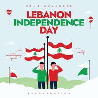 22nd November Lebanese Independence day celebration banner, post with its flags, balloons in flag colours vector