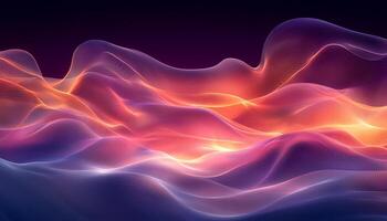 Glowing purple wave pattern flowing in futuristic space generated by AI photo