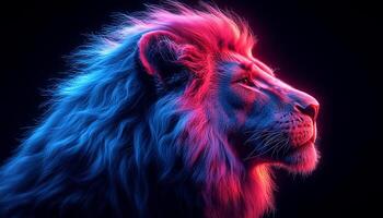 majestic lion with fur and mane looking away generated by AI photo