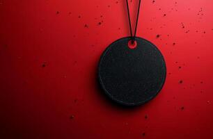 Shiny metal circle decoration on dark backdrop illustration generated by AI photo