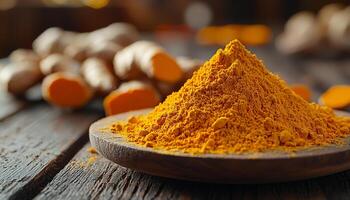 Spice up food with fresh turmeric and saffron generated by AI photo