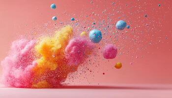 Bright colors exploding in celebration, futuristic decoration splashing generated by AI photo