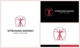 silhouette of man vitruvian logo icon vector