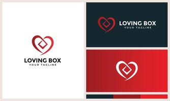 heart loving box logo icon vector