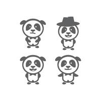 Set of cute panda characters vector