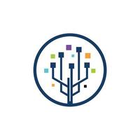 abstract digital tree logo template vector