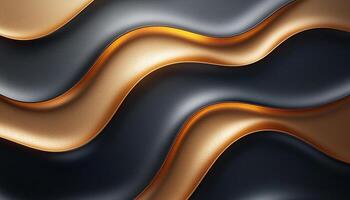 Shiny metallic wave pattern flowing on elegant backdrop generated by AI photo