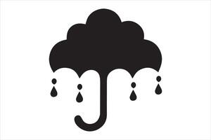 umbrella with rain drop silhouette art illustration vector