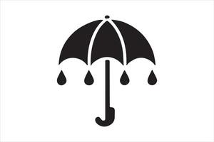 umbrella with rain drop silhouette art illustration vector
