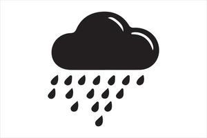 Rain with cloud, water drop weather silhouette illustration vector