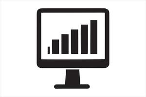 computer monitor with sustainable growth, bar chart silhouette art illustration vector