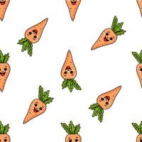 A seamless pattern with a funny carrot. Funny carrots in a seamless Design.white background vector
