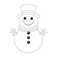 A cheerful snowman in a scarf and hat.Contour coloring. The symbol of winter, Christmas, New Year vector
