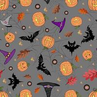 Beautiful seamless pattern for Halloween on a gray background vector