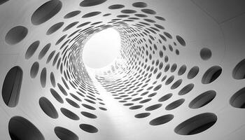 Futuristic decoration in modern architecture, circle illusion reflection generated by AI photo
