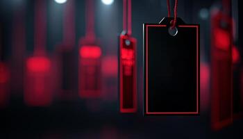 Glowing string lights illuminate dark empty backdrop space generated by AI photo