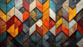 Geometric shapes in vibrant colors create modern mosaic generated by AI photo