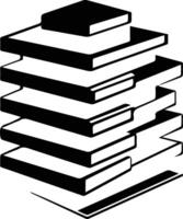 a black and white illustration of a stack of books vector
