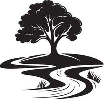 tree with river illustration vector