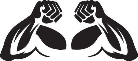 two hands with arms raised up in front of each other vector