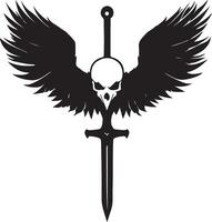 skull with wings and sword illustration vector