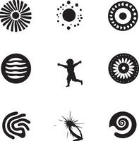 a set of black and white icons depicting various things vector
