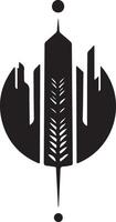 a black and white logo of a city with a bird on it vector