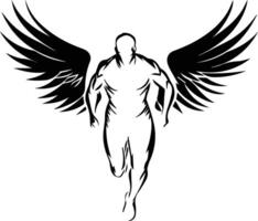 a man with wings running in the background vector